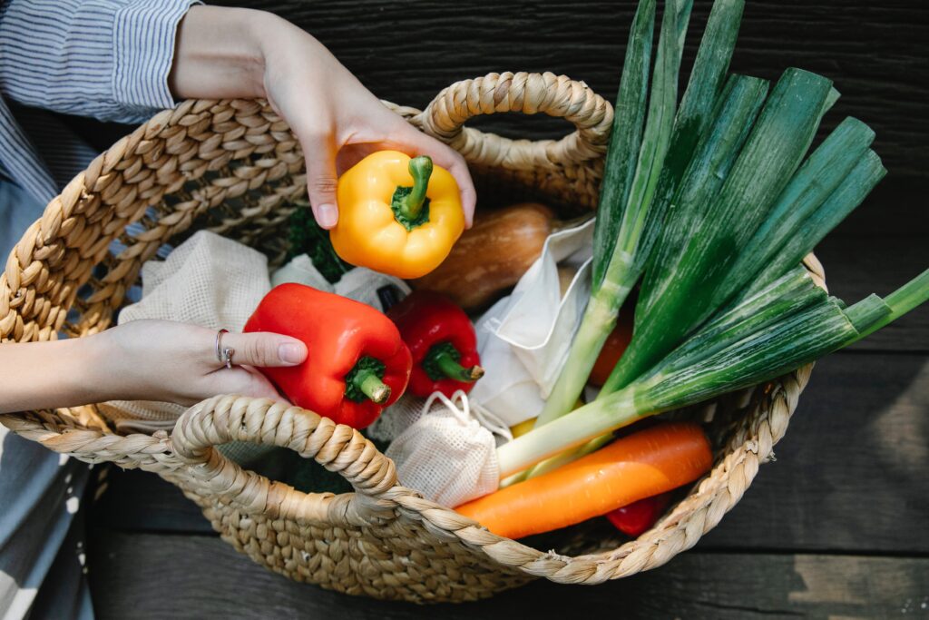 Raw vegetables in a basket